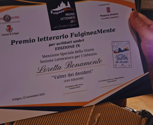 “Valter dei desideri” ottiene la menzione speciale al Premio Letterario Fulgineamente 2025